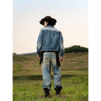 TBR Vintage Patchwork Distressed Straight Jeans