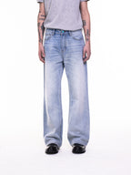 TBR King Denim 08 Turquoise Cream Washed Relaxed Straight Jeans