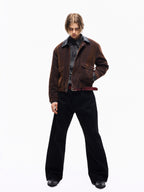 TBR Washed Brown Flocked Leather Collar A2 Jacket