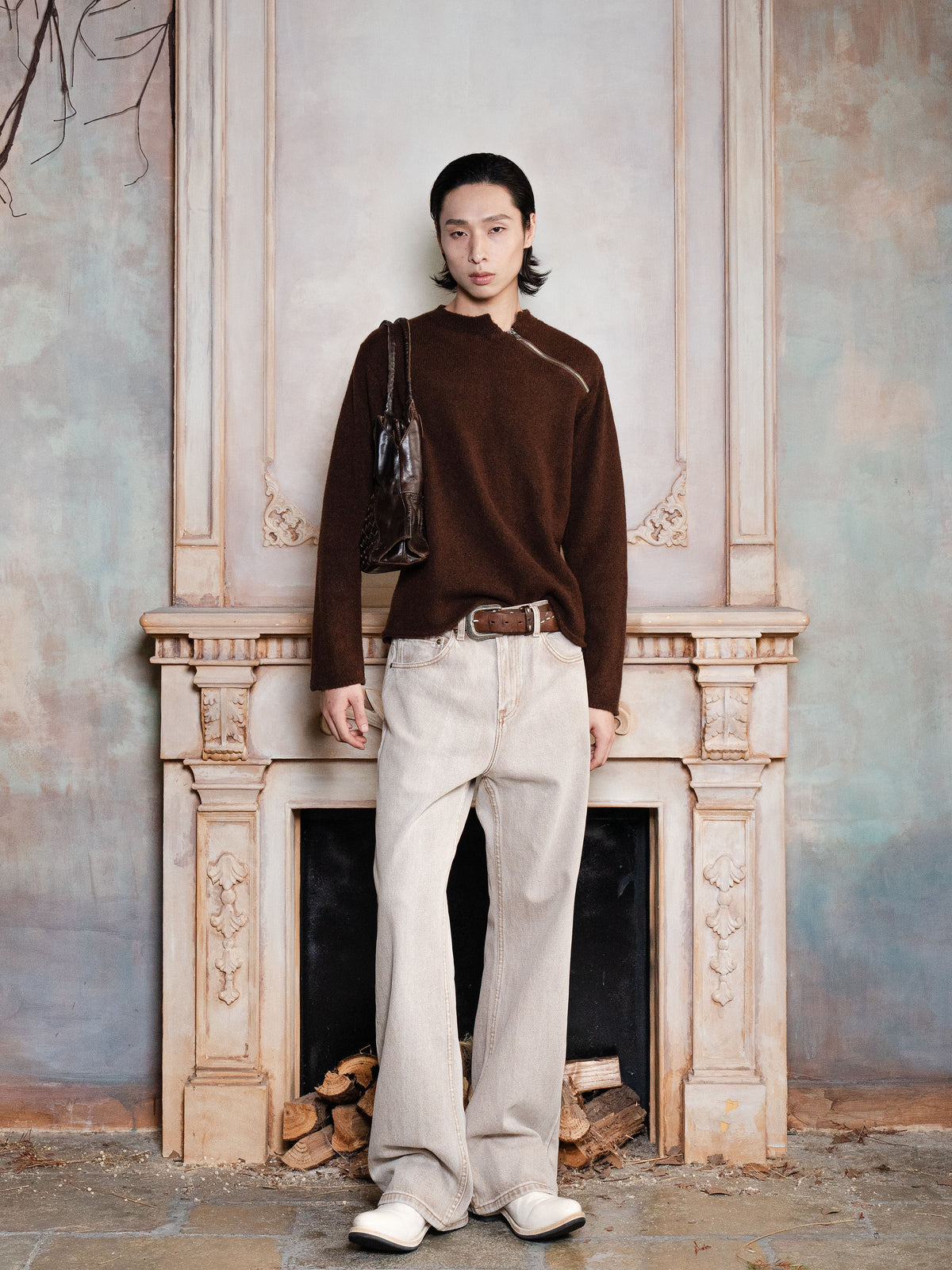 TBR Plaster Oat Washed Relaxed Straight Jeans