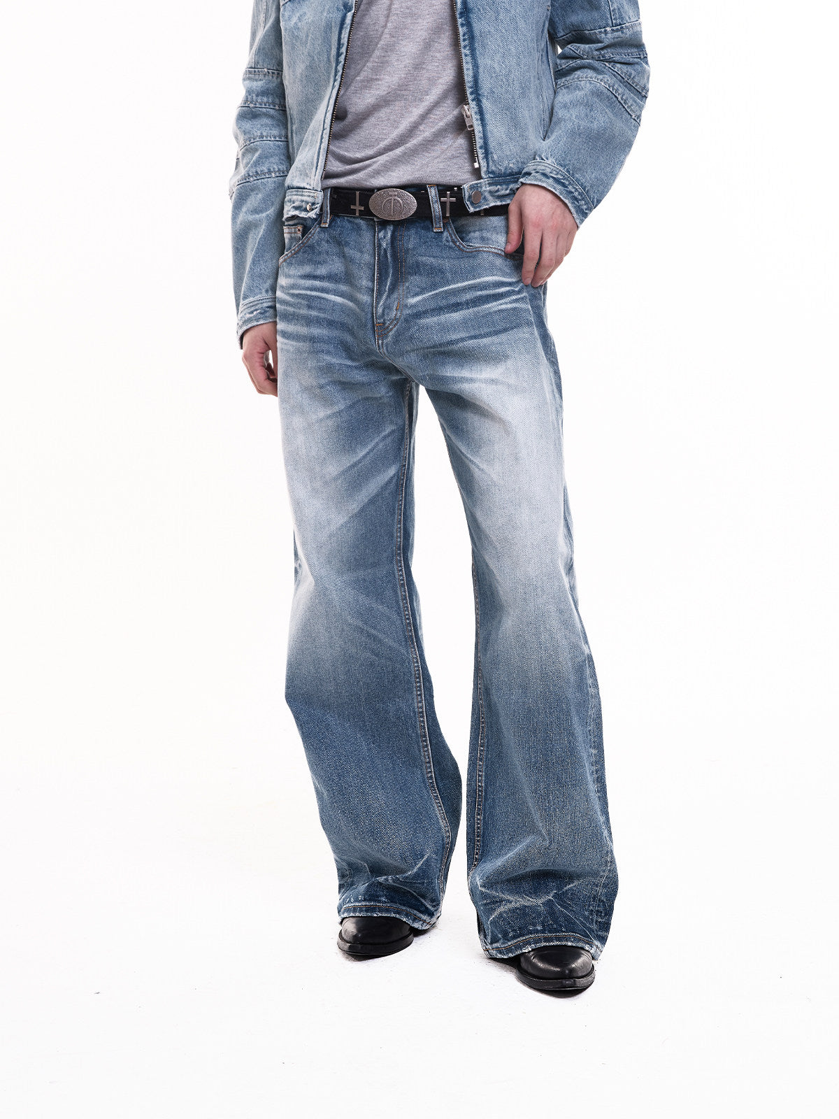 TBR King Denim 07 Snow Wash Blue Selvedge Relaxed Straight Jeans