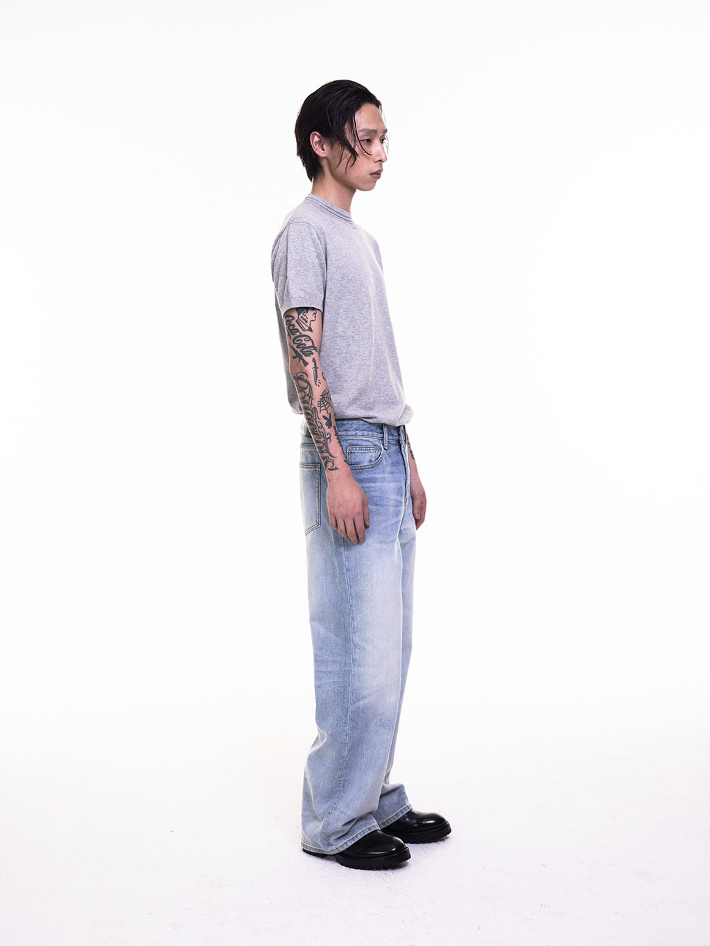 TBR King Denim 08 Turquoise Cream Washed Relaxed Straight Jeans