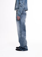 TBR King Denim 07 Snow Wash Blue Selvedge Relaxed Straight Jeans