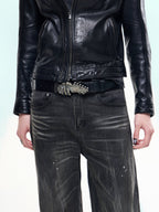TBR Demon Claw Guitar Washed Embossed Leather Belt