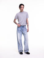 TBR King Denim 08 Turquoise Cream Washed Relaxed Straight Jeans