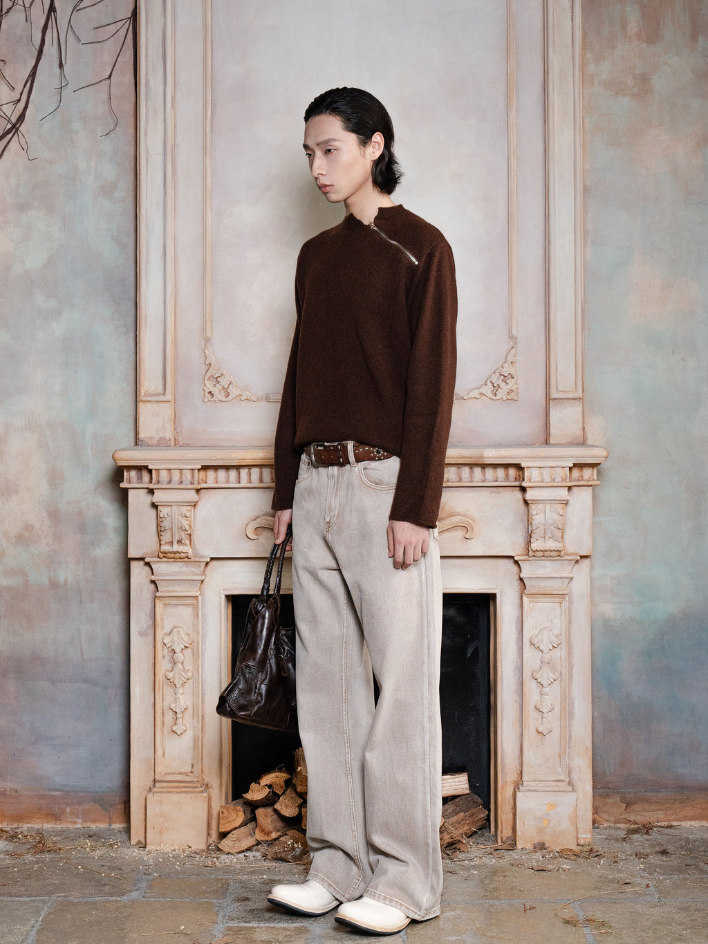 TBR Plaster Oat Washed Relaxed Straight Jeans