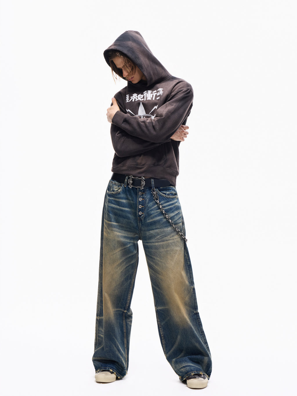 TBR Blizzard Mud-Dyed Baggy Jeans
