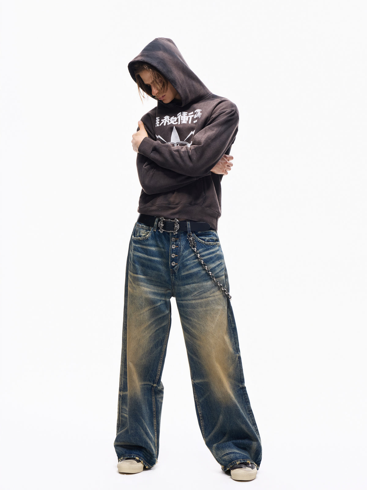 TBR Blizzard Mud-Dyed Baggy Jeans