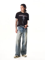 TBR Bone Claw Cross Silver Distressed Leather Belt