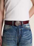 TBR Silver Mohawk Distressed Leather Belt