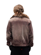 TBR Washed Burgundy Corduroy Shearling Collar Jacket