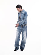 TBR King Denim 07 Snow Wash Blue Selvedge Relaxed Straight Jeans