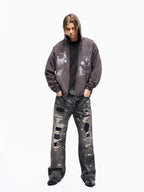Wind06 Black Soul Patch Flare Jeans