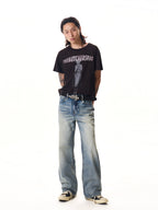TBR Bone Claw Cross Silver Distressed Leather Belt