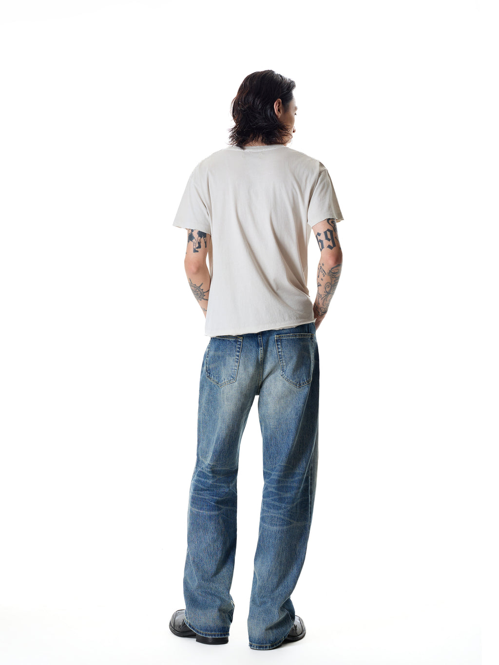 TBR 003 Selvedge Vintage Blue Washed Relaxed Straight Jeans