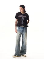 TBR Bone Claw Cross Silver Distressed Leather Belt