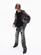 Wind06 Black Soul Patch Flare Jeans