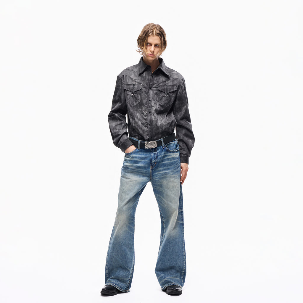 TBR 646 Ice Blue Washed Straight Jeans