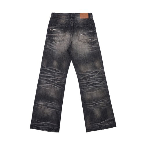 TBR Black Okayama Patchwork Distressed Relaxed Straight Jeans