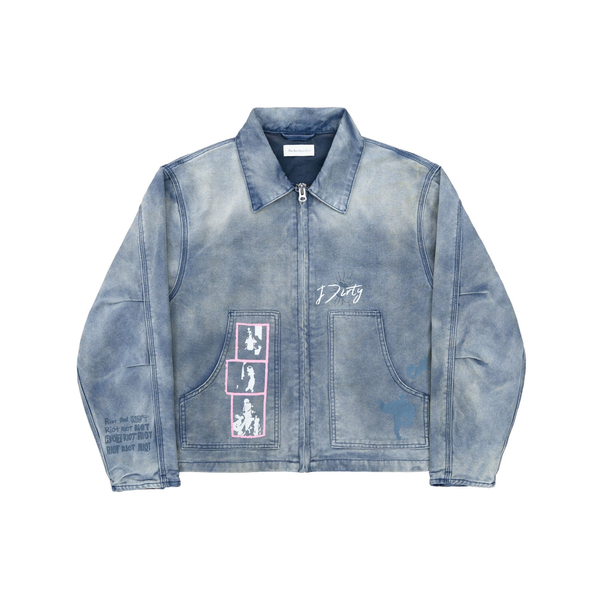 TBR Punk Print Blue J22 Cropped Canvas Jacket