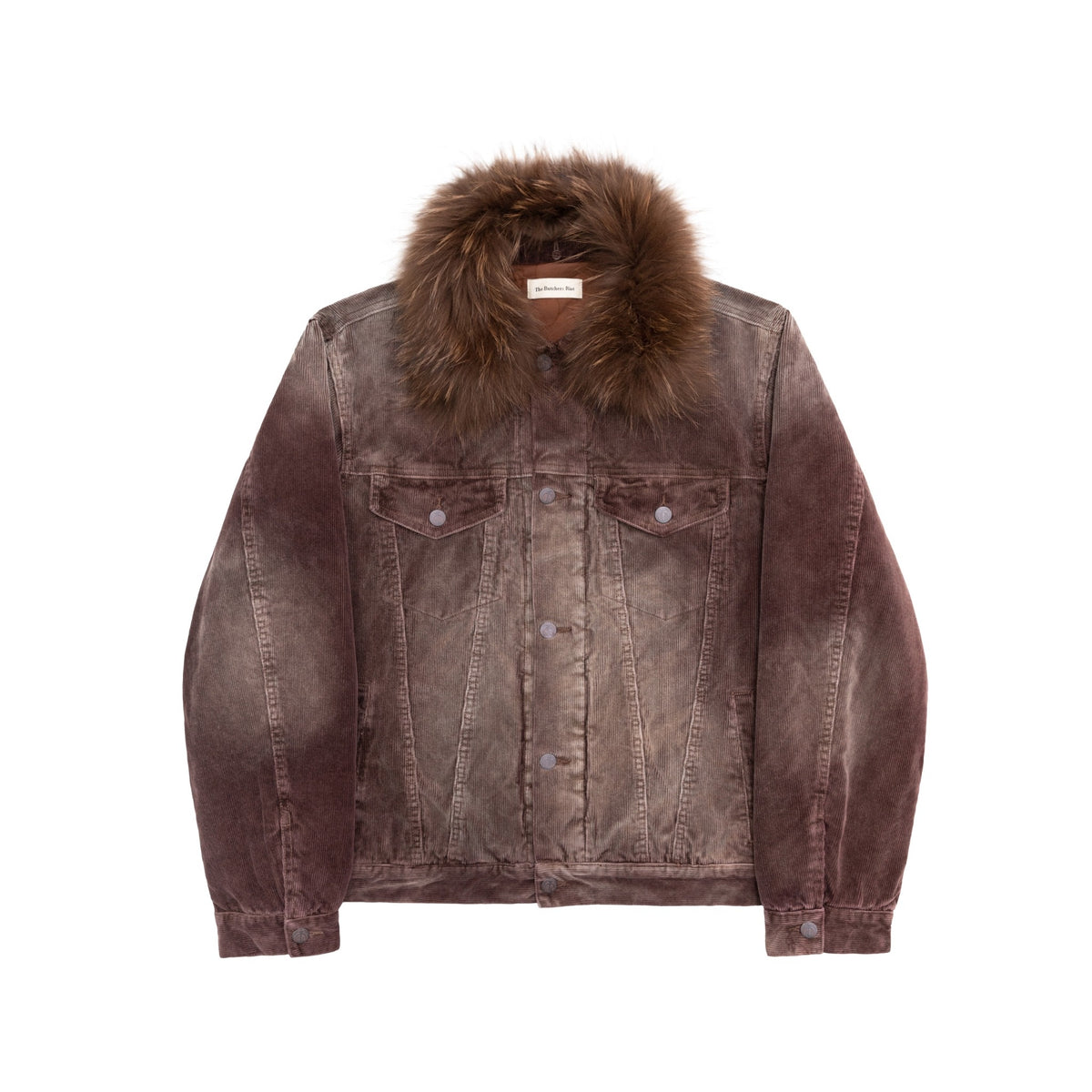 TBR Washed Burgundy Corduroy Shearling Collar Jacket