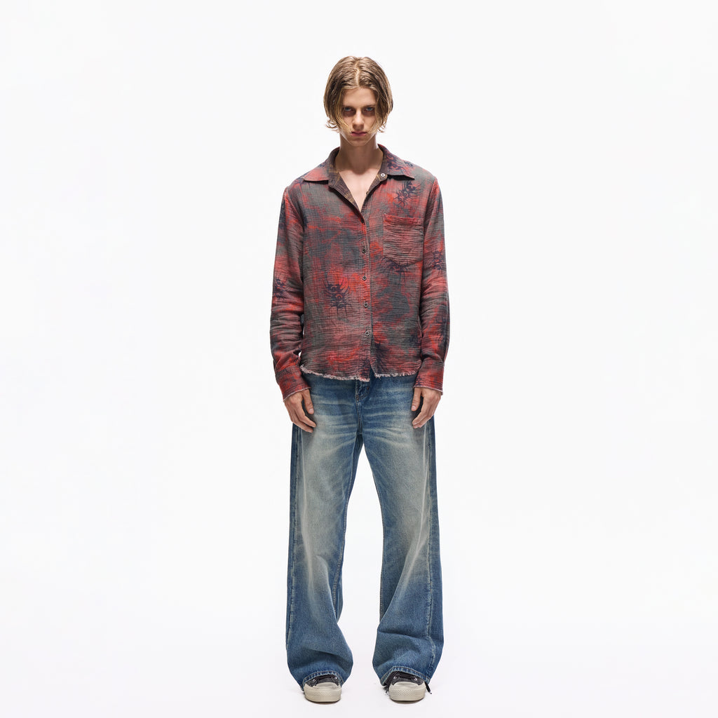 Mid-Fade Fuzzy Blue Washed Jeans