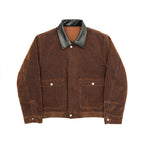 TBR Washed Brown Flocked Leather Collar A2 Jacket