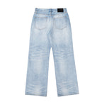 TBR King Denim 08 Turquoise Cream Washed Relaxed Straight Jeans
