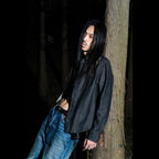TBR Okayama Raw Denim Western Embroidered Black Jacket
