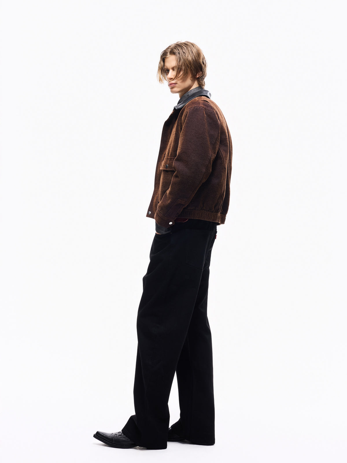 TBR Washed Brown Flocked Leather Collar A2 Jacket