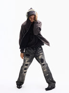 Wind06 Black Soul Patch Flare Jeans