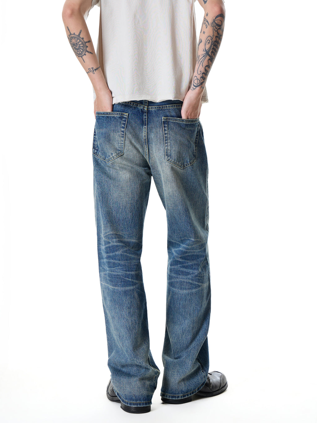 TBR 003 Selvedge Vintage Blue Washed Relaxed Straight Jeans
