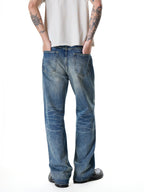 TBR 003 Selvedge Vintage Blue Washed Relaxed Straight Jeans