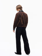TBR Washed Brown Flocked Leather Collar A2 Jacket