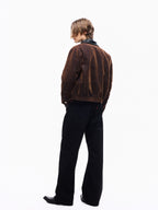 TBR Washed Brown Flocked Leather Collar A2 Jacket