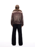 TBR Washed Burgundy Corduroy Shearling Collar Jacket