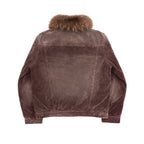 TBR Washed Burgundy Corduroy Shearling Collar Jacket