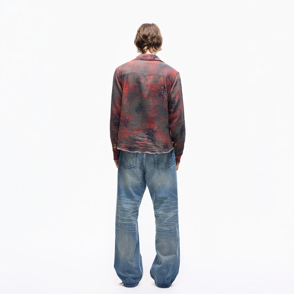 Mid-Fade Fuzzy Blue Washed Jeans