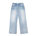 TBR King Denim 08 Turquoise Cream Washed Relaxed Straight Jeans