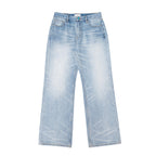 TBR King Denim 08 Turquoise Cream Washed Relaxed Straight Jeans