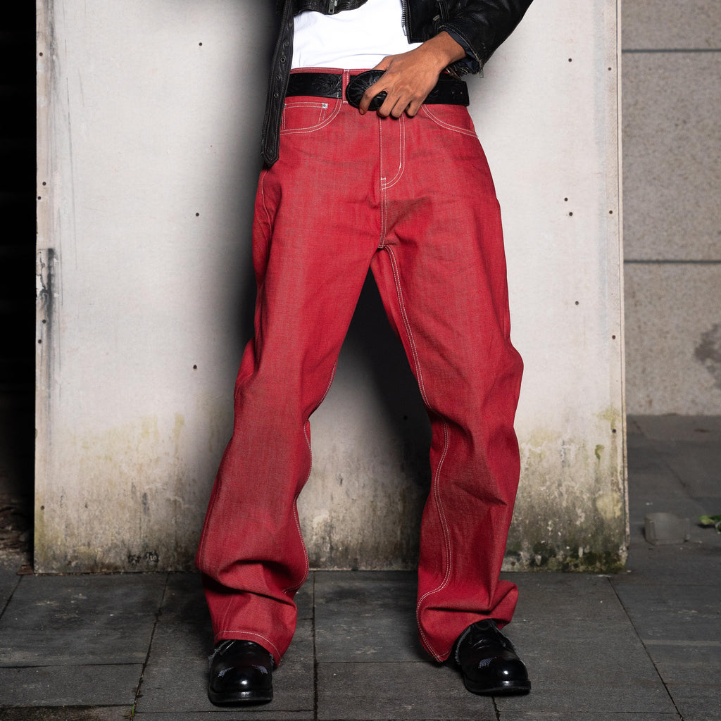 TBR Signature Red Flame Relaxed Straight Jeans