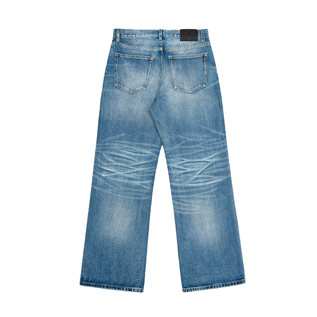 Mid-Fade Fuzzy Blue Washed Jeans