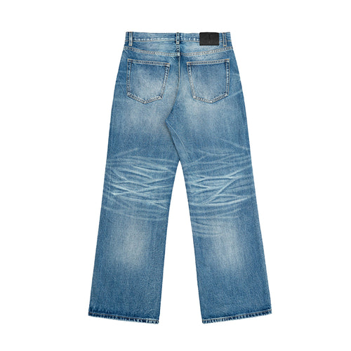 Mid-Fade Fuzzy Blue Washed Jeans
