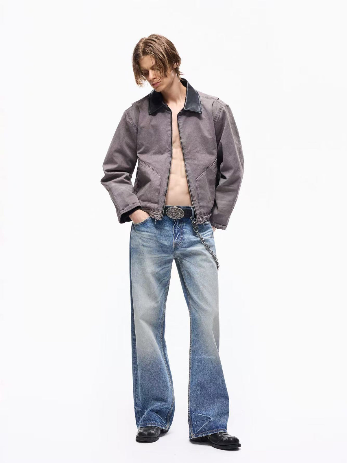 Washed Violet Boro Distressed Canvas Jacket