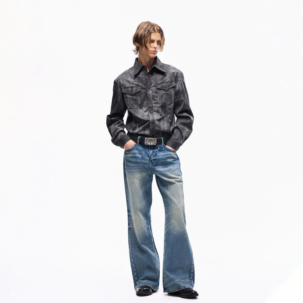 TBR 646 Ice Blue Washed Straight Jeans