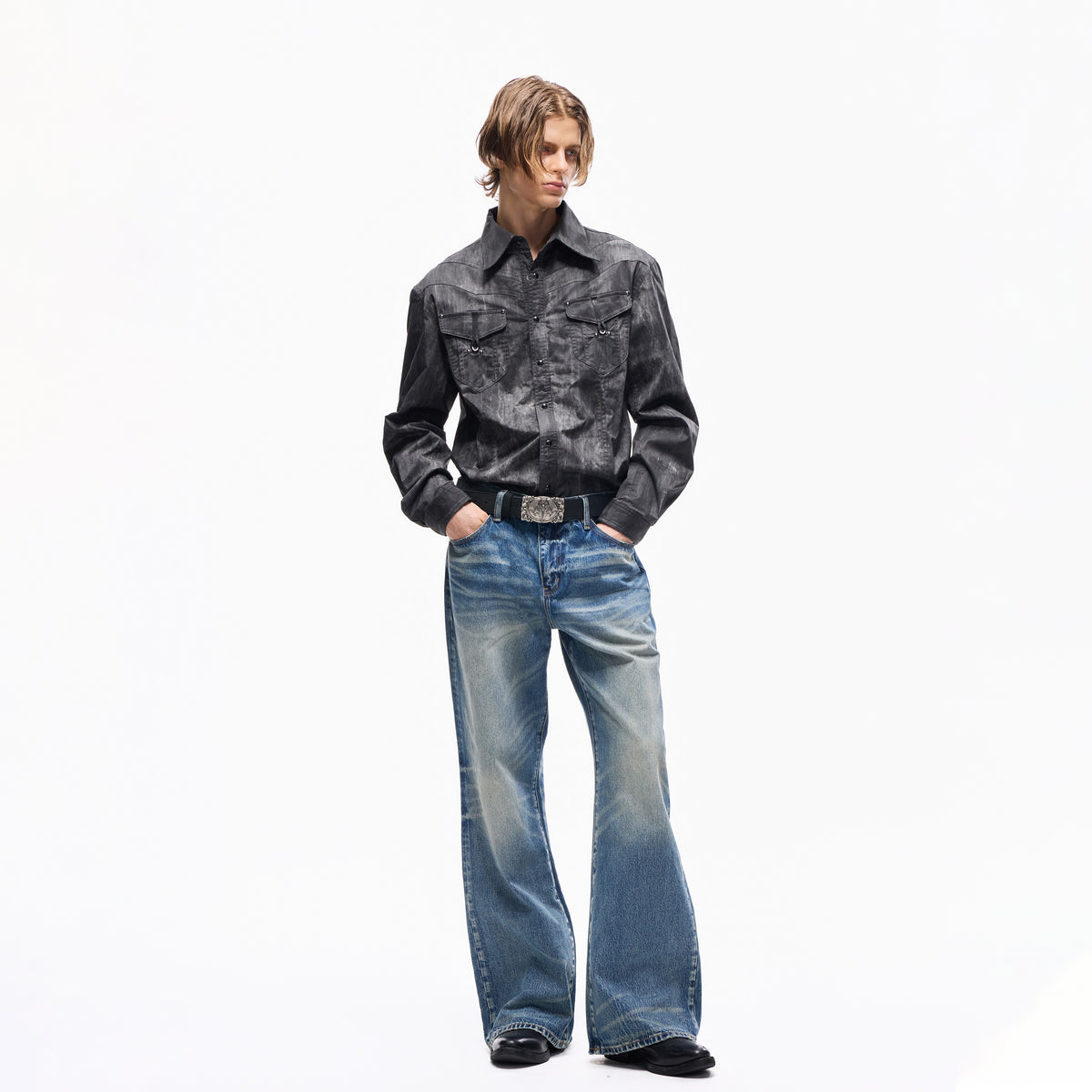 TBR 646 Ice Blue Washed Straight Jeans