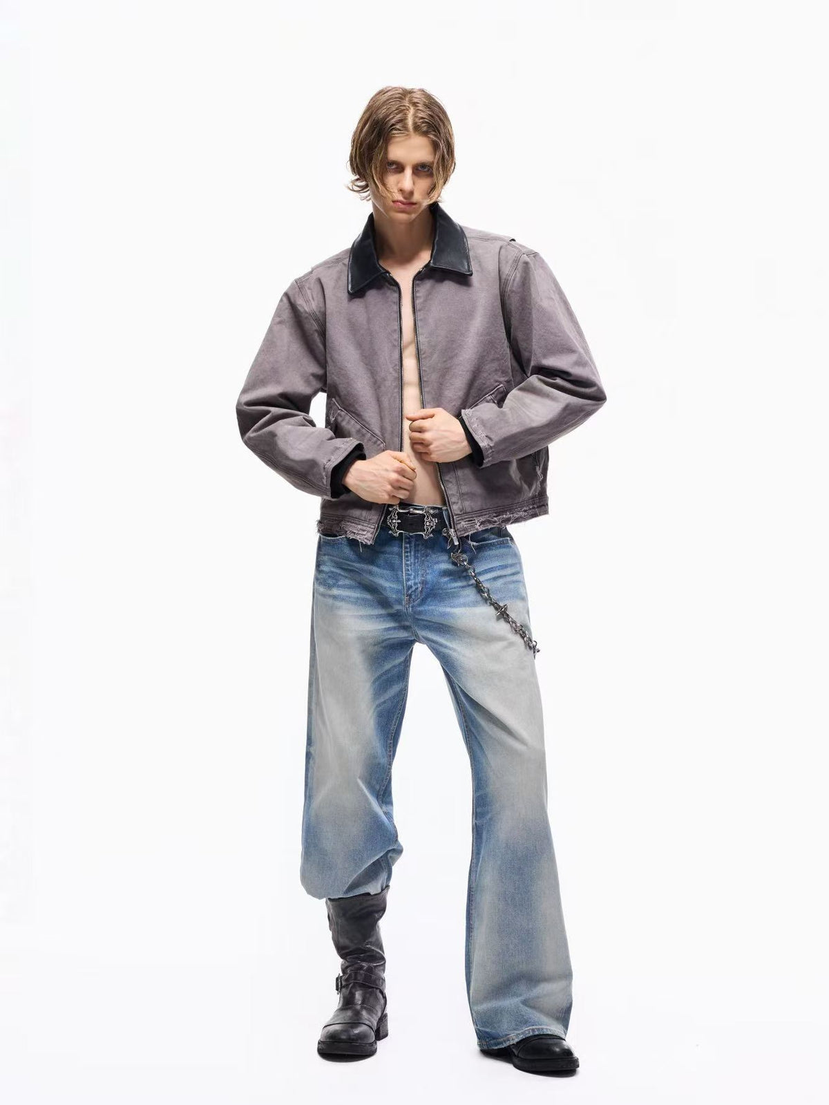 Washed Violet Boro Distressed Canvas Jacket
