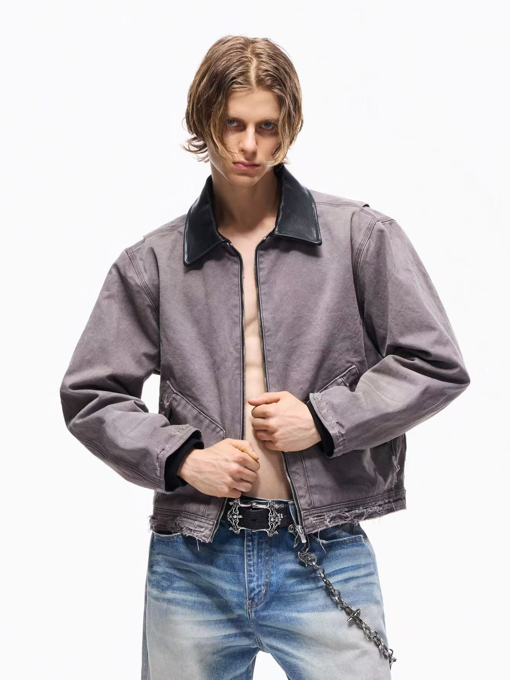 Washed Violet Boro Distressed Canvas Jacket
