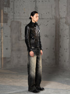 Black Brown Red Washed Jeans