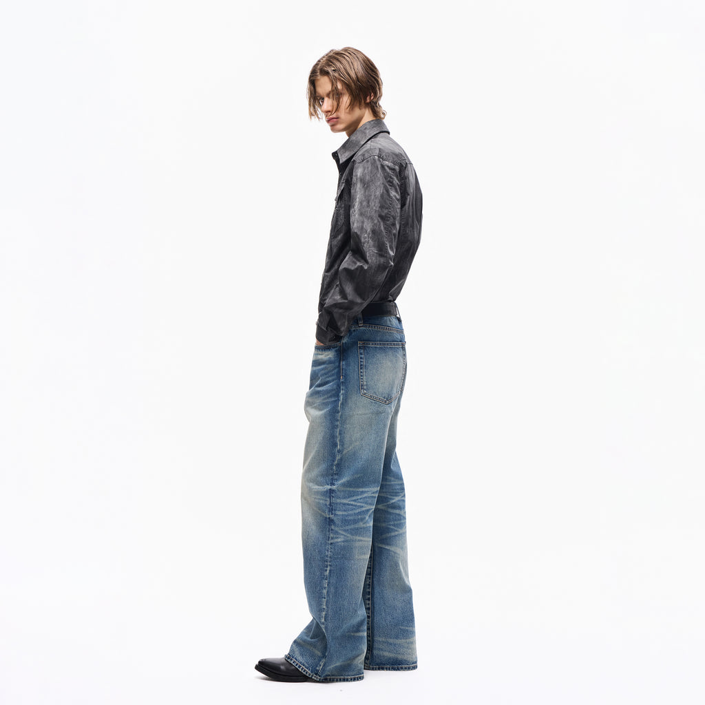 TBR 646 Ice Blue Washed Straight Jeans